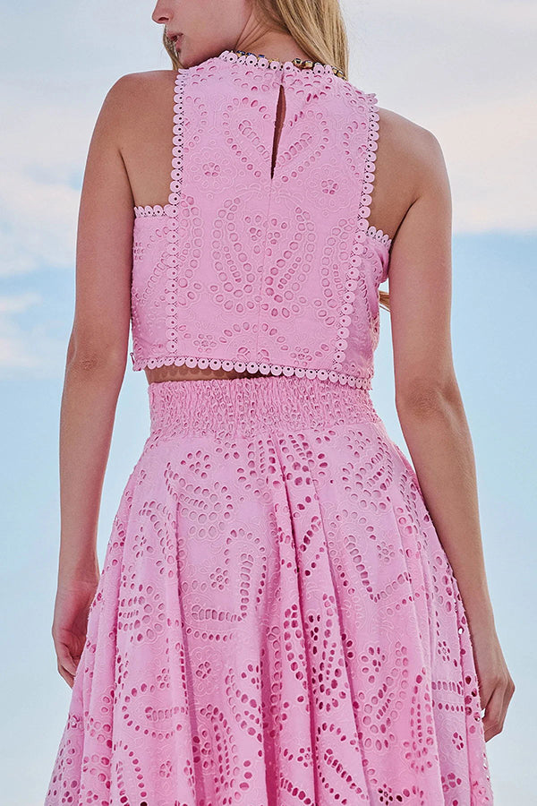 Eliana Zweiteiliges Set – Sommerlook mit Maxi-Rock & Stickerei