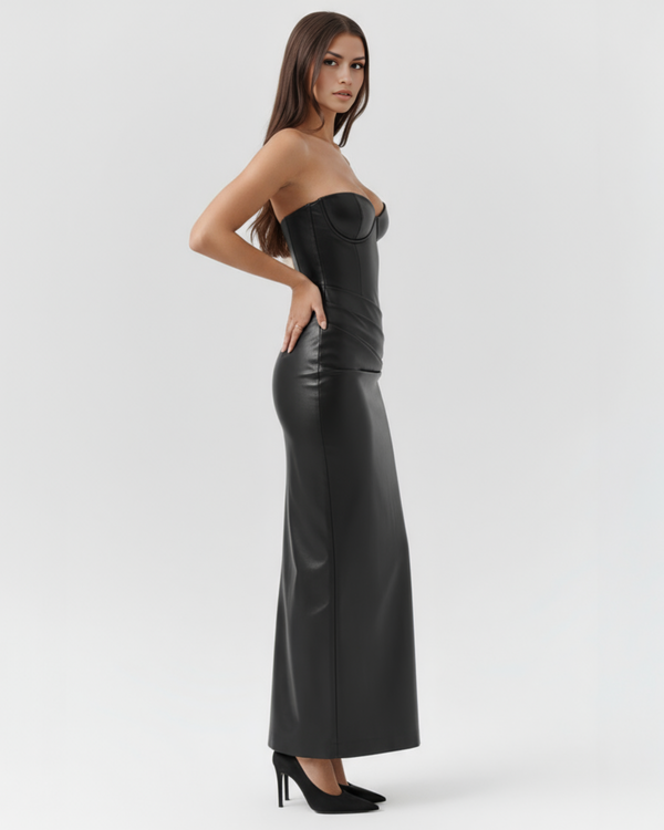 VANARA – Sculpted trägerloses Korsett MIDI-KLEID