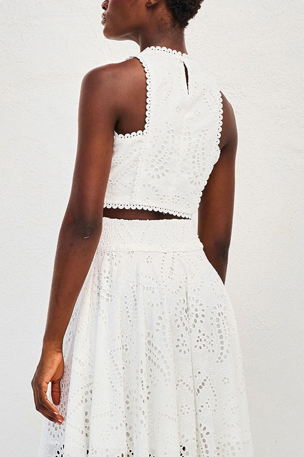 Eliana Zweiteiliges Set – Sommerlook mit Maxi-Rock & Stickerei