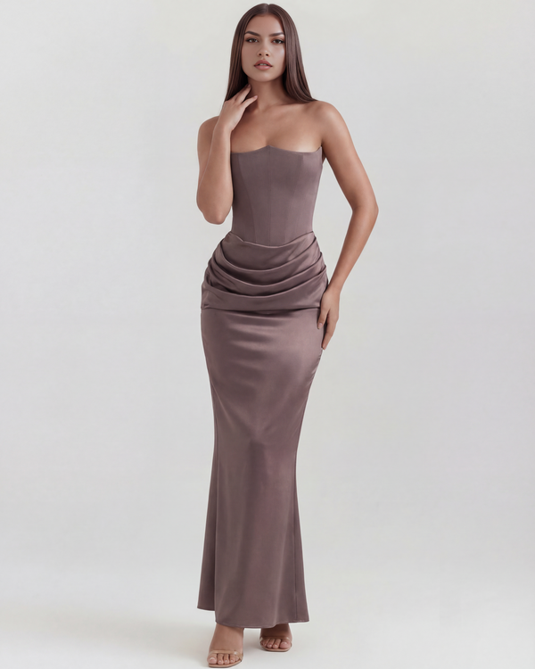 LYRA – SCULPTED STRAPLESS CORSET MAXI DRESS