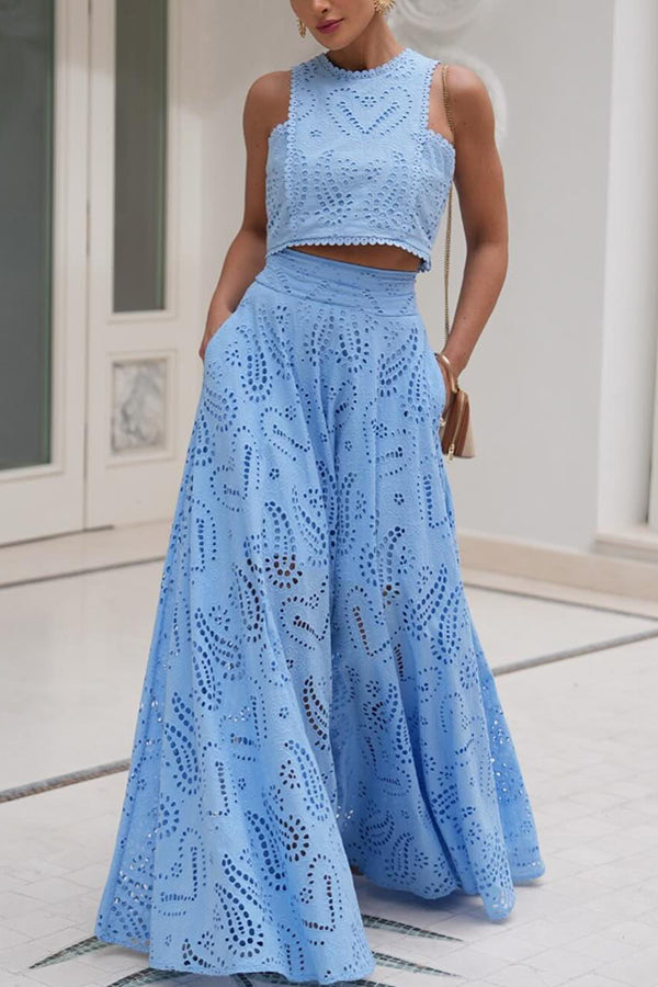 Eliana Zweiteiliges Set – Sommerlook mit Maxi-Rock & Stickerei