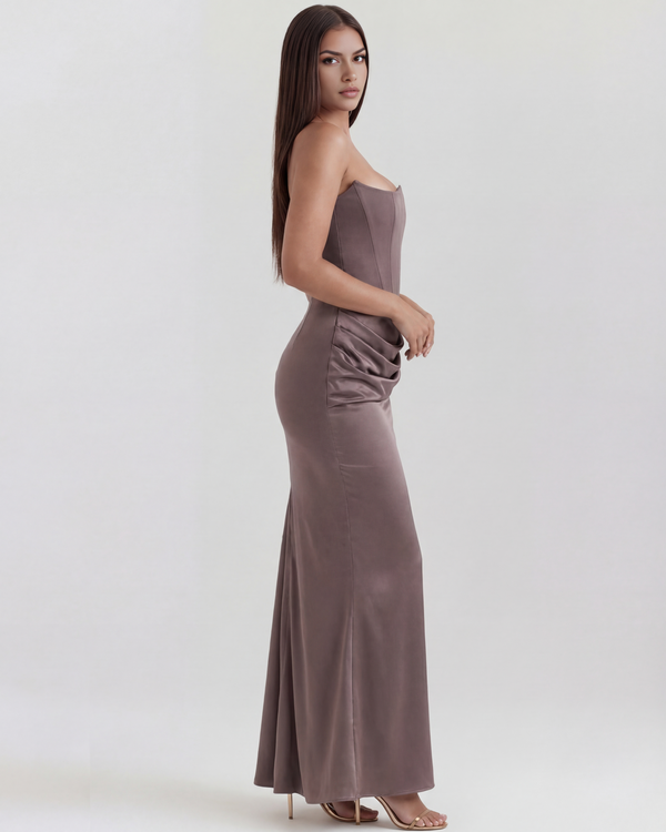 LYRA – SCULPTED STRAPLESS CORSET MAXI DRESS