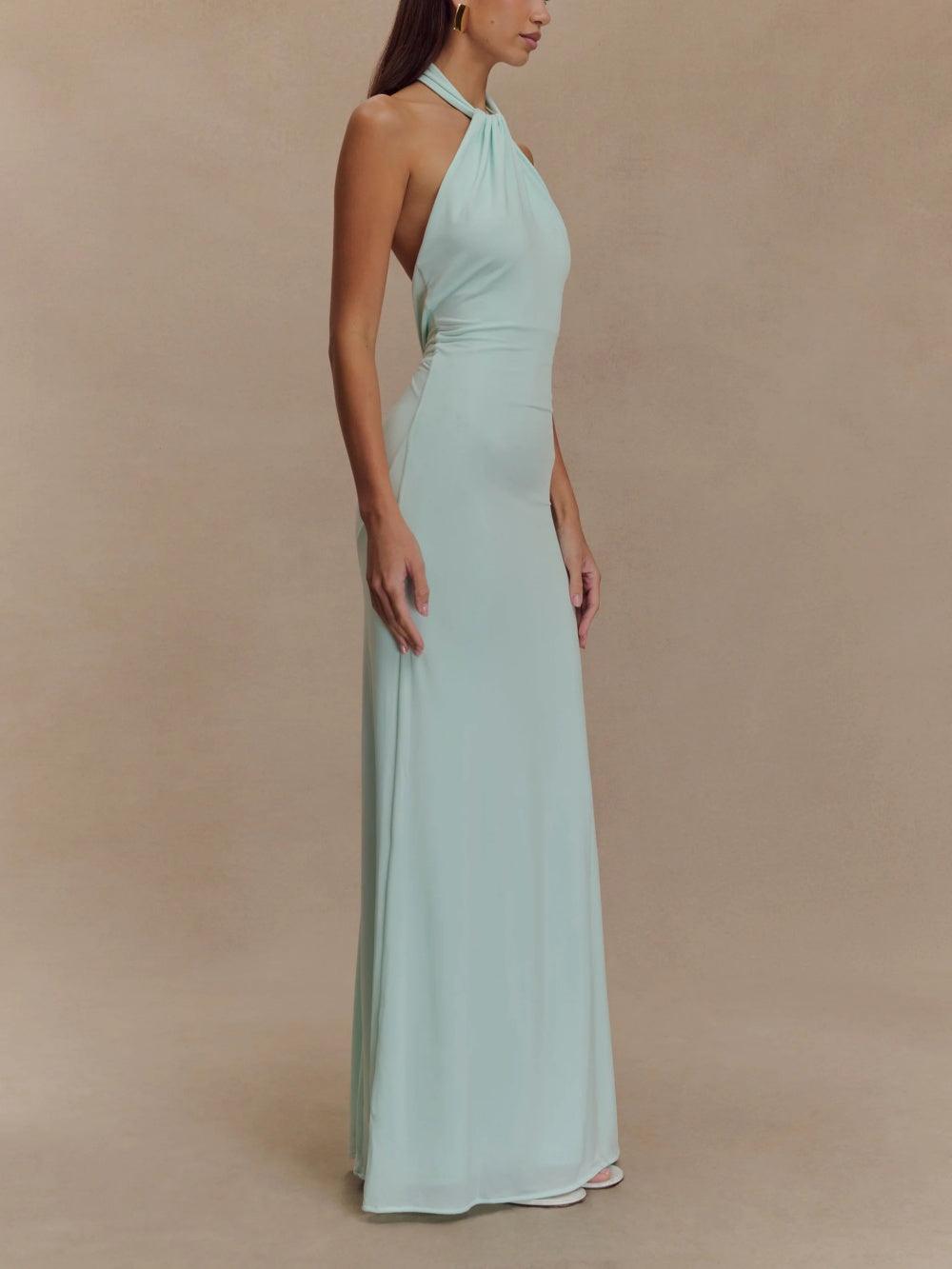 Selene Satin Halter Dress