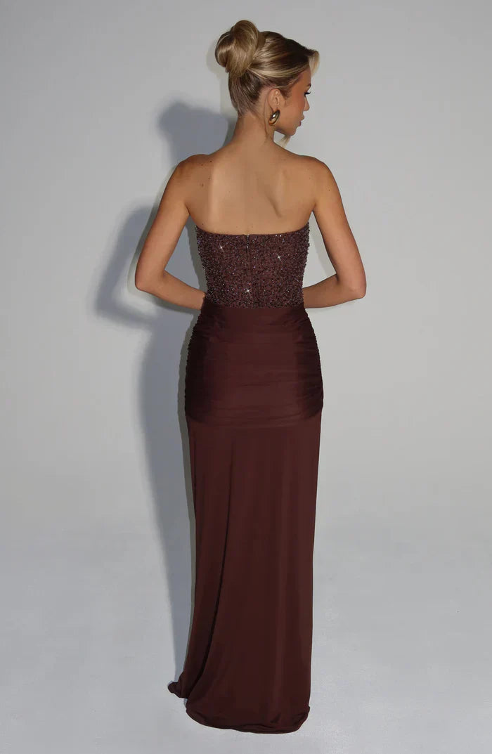 Melisaria | Pailletten Korsett Maxi-Kleid