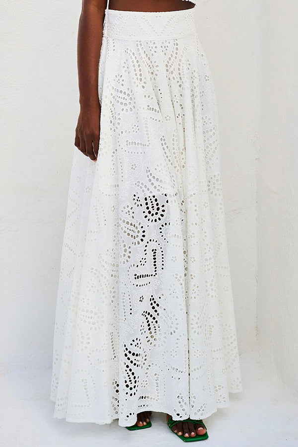 Eliana Zweiteiliges Set – Sommerlook mit Maxi-Rock & Stickerei