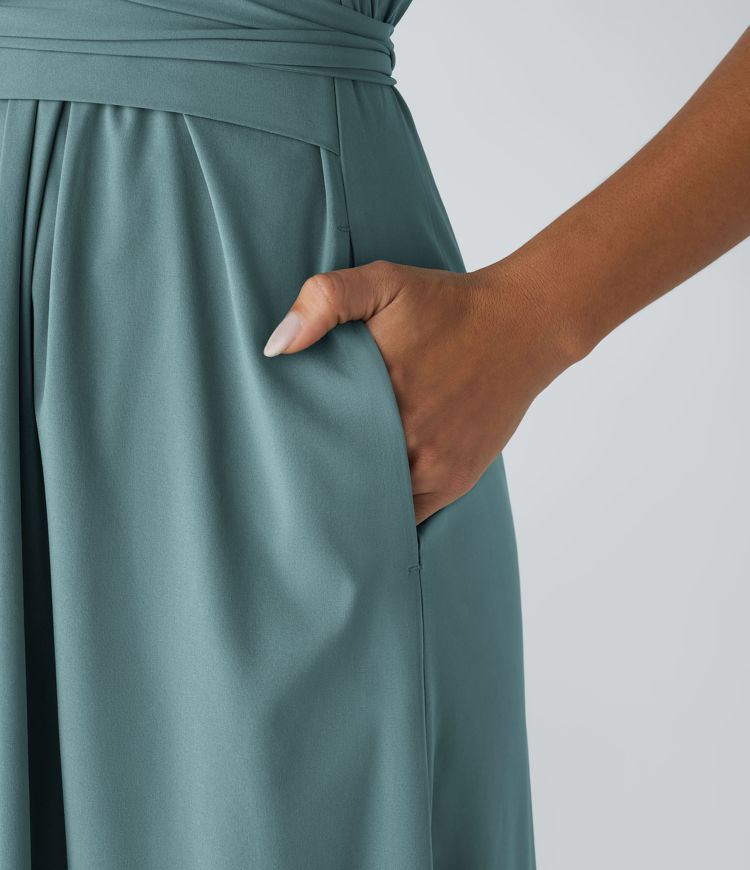 Elara Wickelkleid – Elegantes Midi mit V-Ausschnitt & Hoher Taille