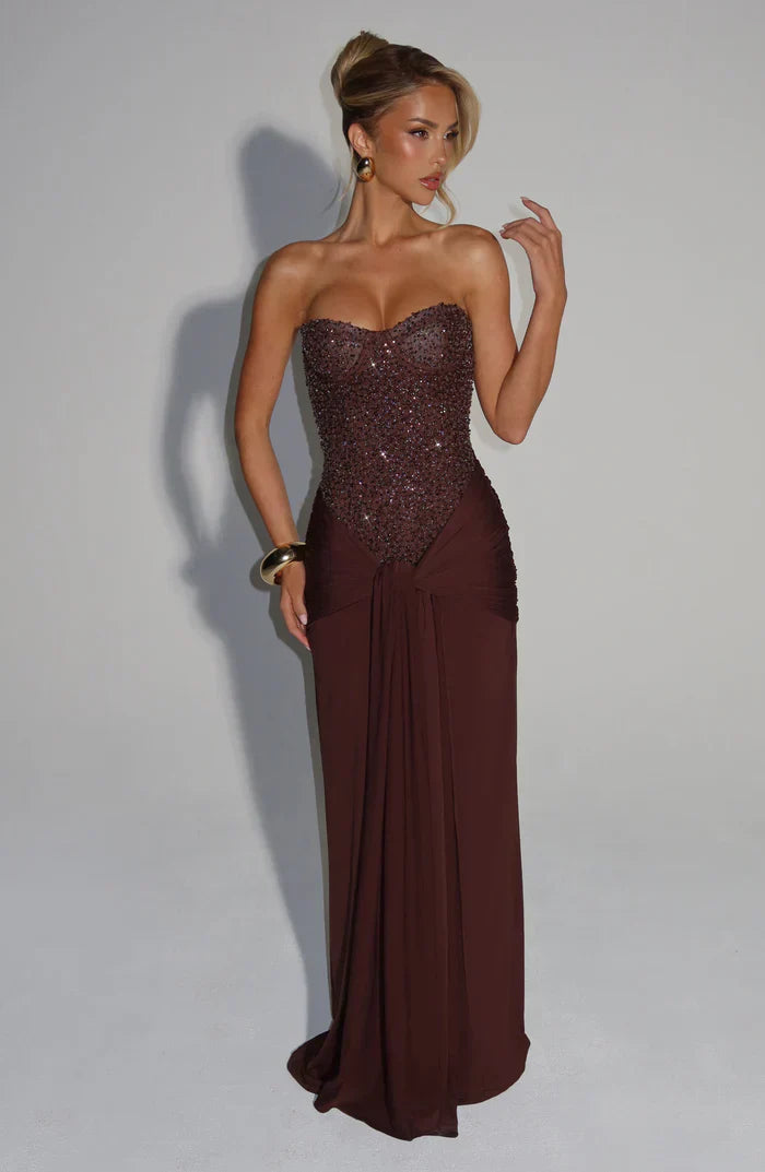Melisaria | Sequin Corset Maxi Dress