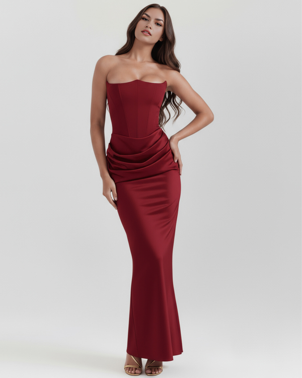LYRA – SCULPTED STRAPLESS CORSET MAXI DRESS