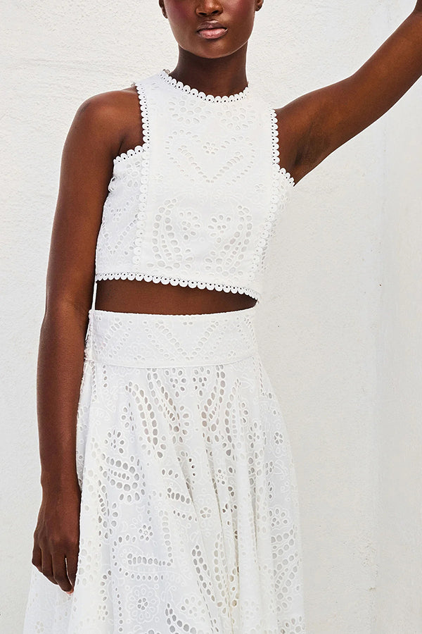 Eliana Zweiteiliges Set – Sommerlook mit Maxi-Rock & Stickerei