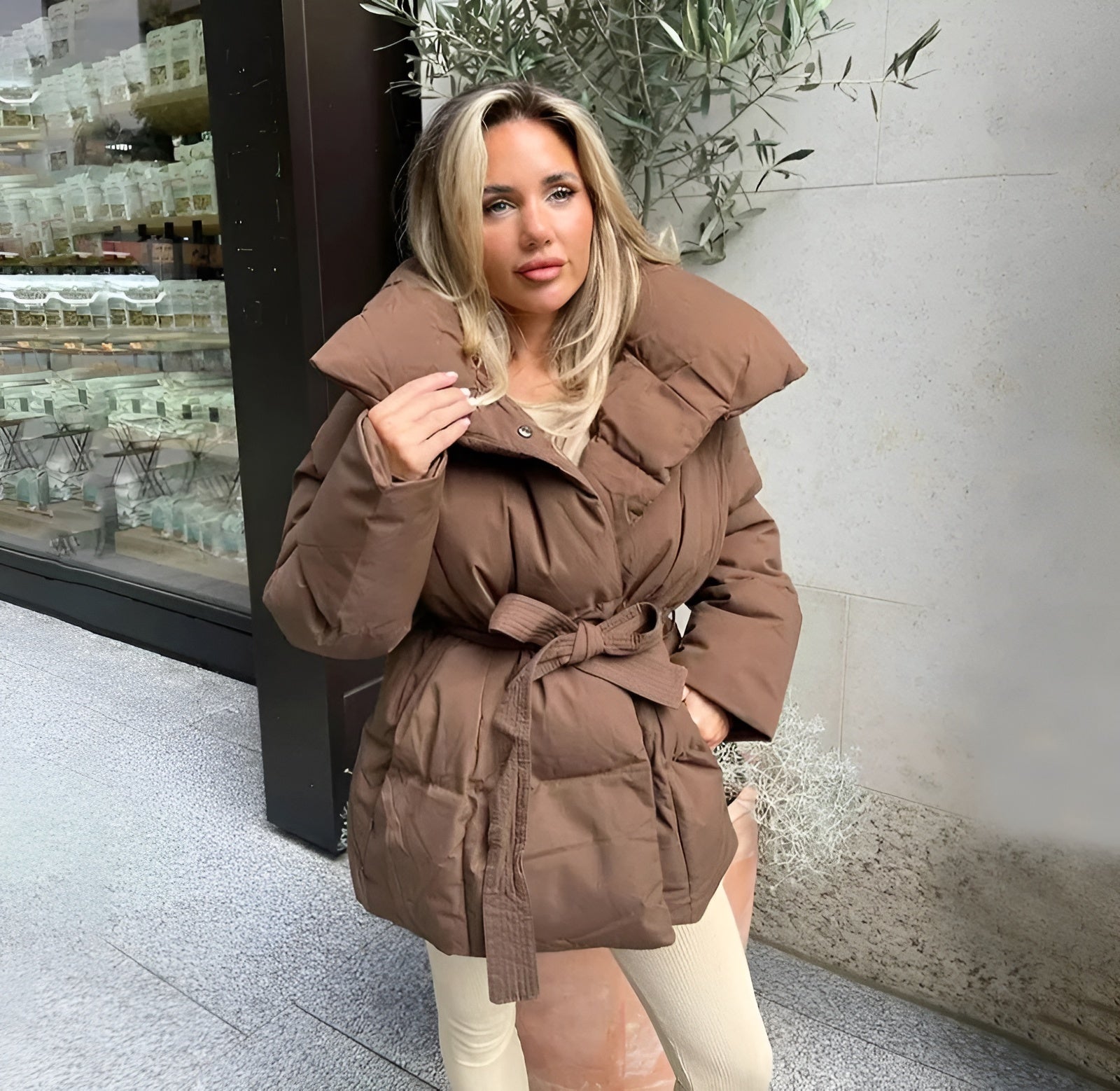 Montelle | Belted Zipper Puffer Jacket