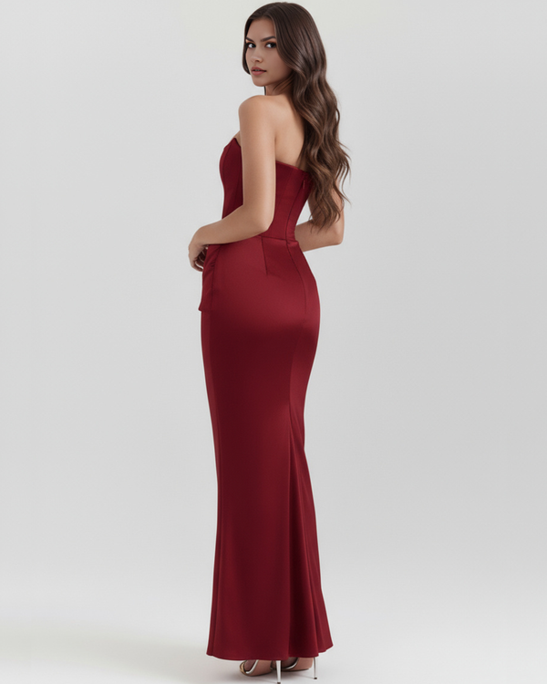 LYRA – SCULPTED STRAPLESS CORSET MAXI DRESS