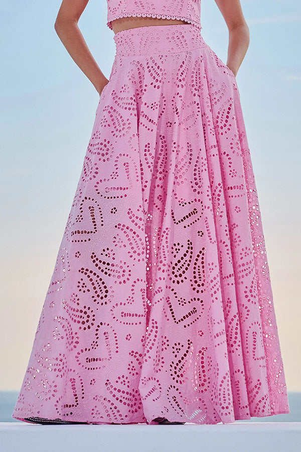 Eliana Zweiteiliges Set – Sommerlook mit Maxi-Rock & Stickerei