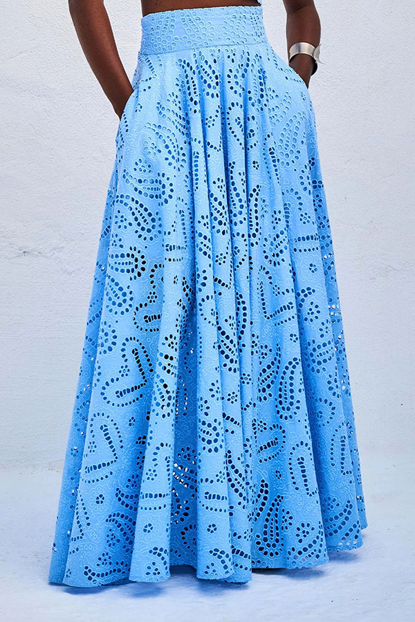 Eliana Zweiteiliges Set – Sommerlook mit Maxi-Rock & Stickerei