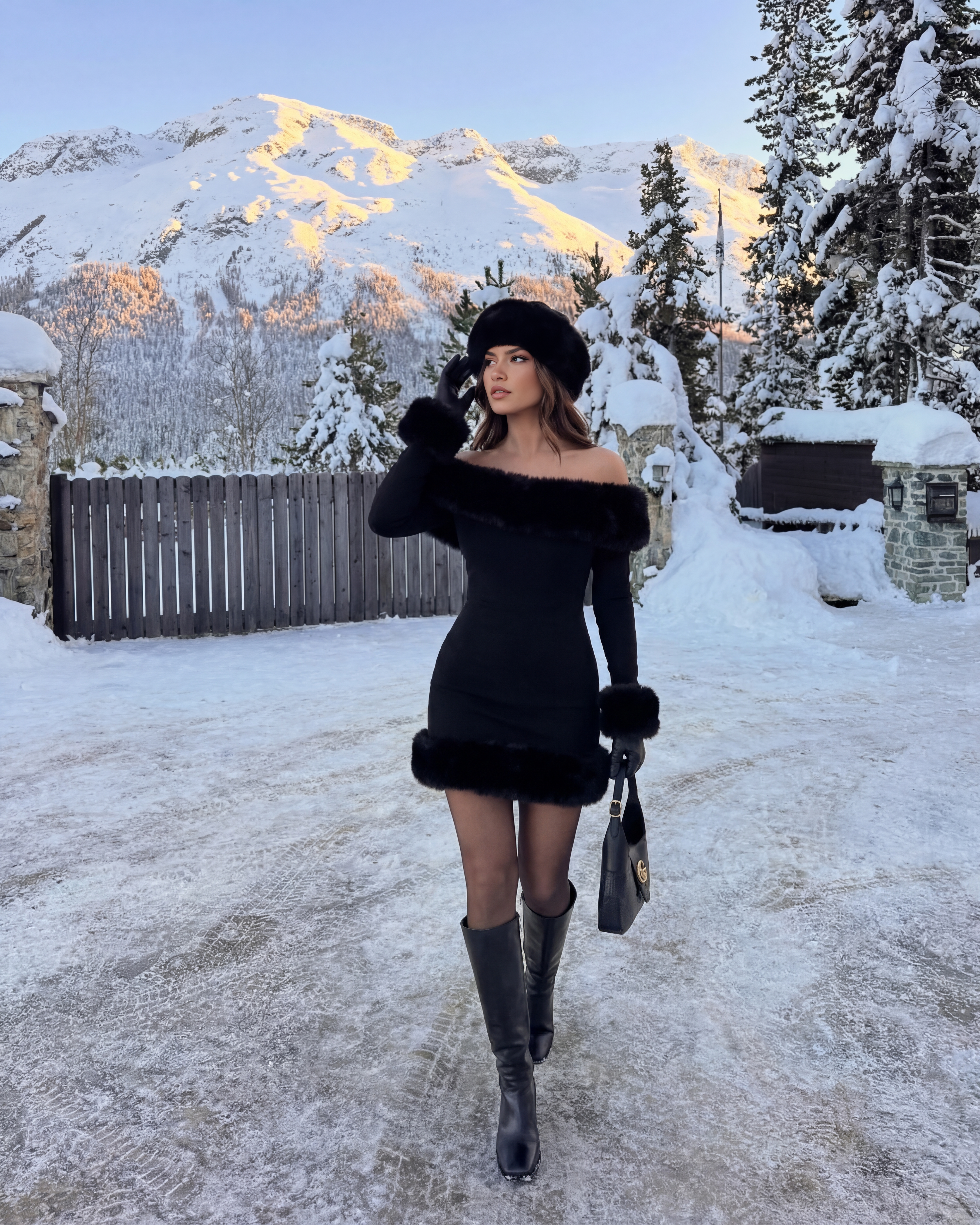 BELARA – OFF-SHOULDER MINI DRESS WITH TRIM DETAIL