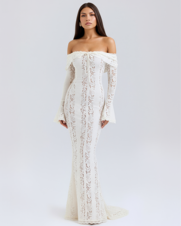 ELARIS – OFF-SHOULDER LACE MAXI DRESS