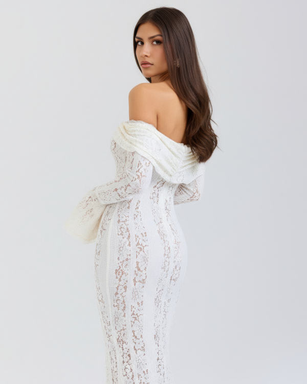 ELARIS – OFF-SHOULDER LACE MAXI DRESS