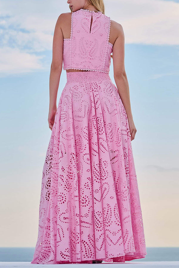 Eliana Zweiteiliges Set – Sommerlook mit Maxi-Rock & Stickerei
