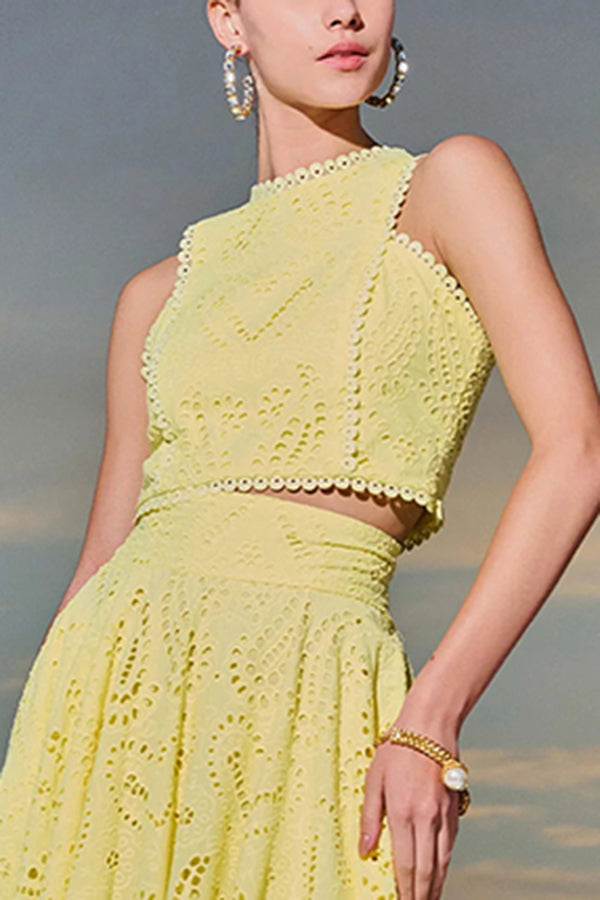 Eliana Zweiteiliges Set – Sommerlook mit Maxi-Rock & Stickerei
