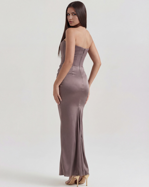 LYRA – SCULPTED STRAPLESS CORSET MAXI DRESS