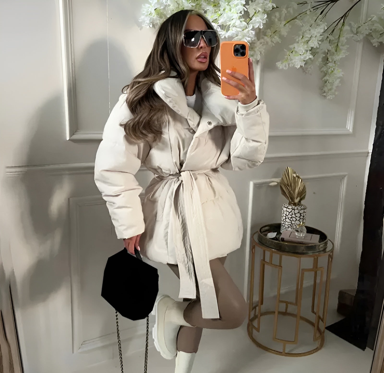 Montelle | Belted Zipper Puffer Jacket