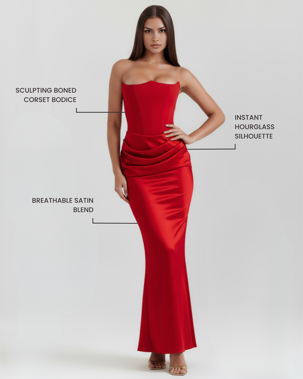 LYRA – SCULPTED STRAPLESS CORSET MAXI DRESS