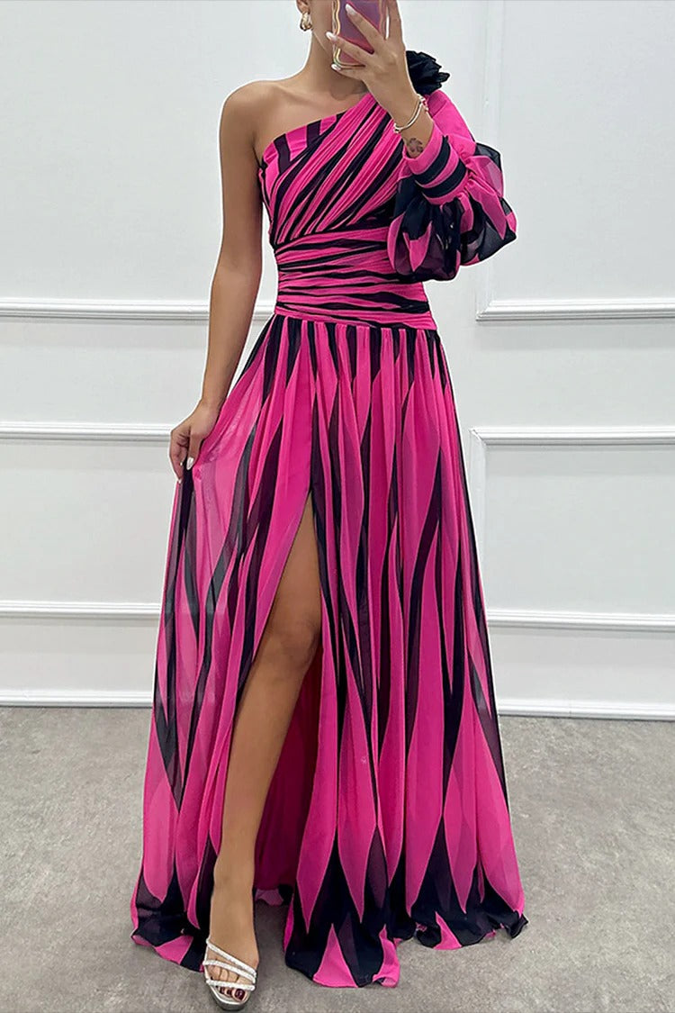 Astra Noir Plissee Maxi-Gown