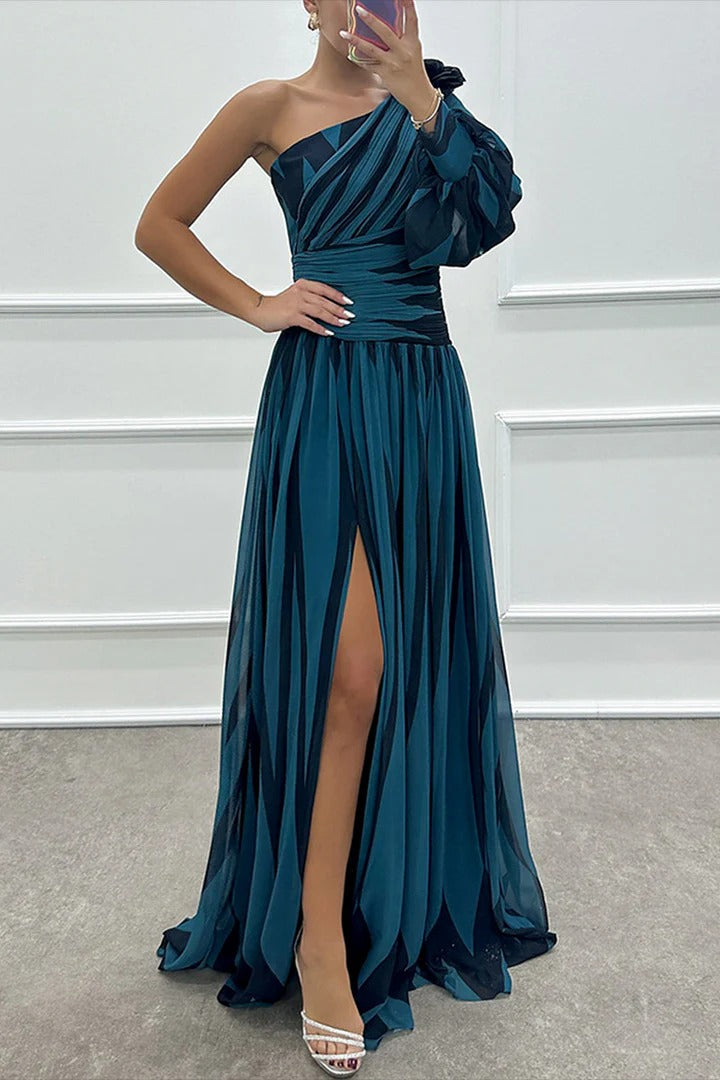 Astra Noir Plissee Maxi-Gown
