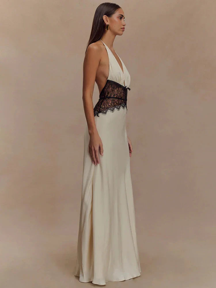 Evrelle | Halter Spitzen Eleganz Maxikleid