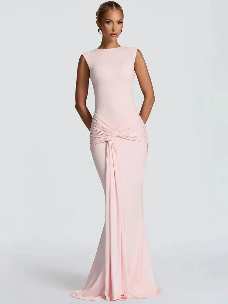 Selvya | Drapierte Eleganz Maxi-Kleid