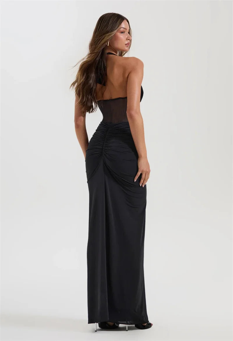 Liore | Halter Rüschendes Maxi-Kleid