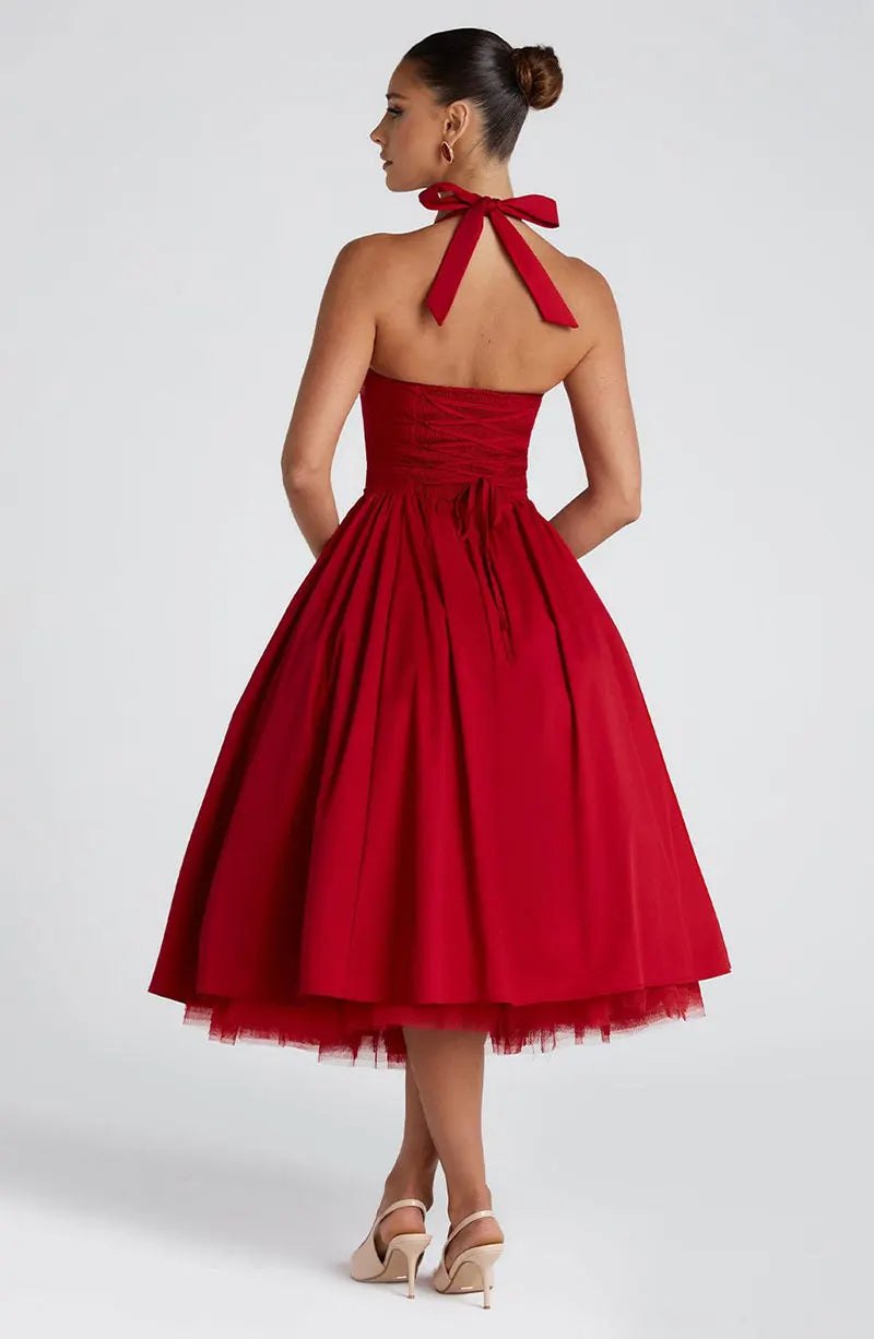 Veylisse | Anmutiges Halter Midi Kleid