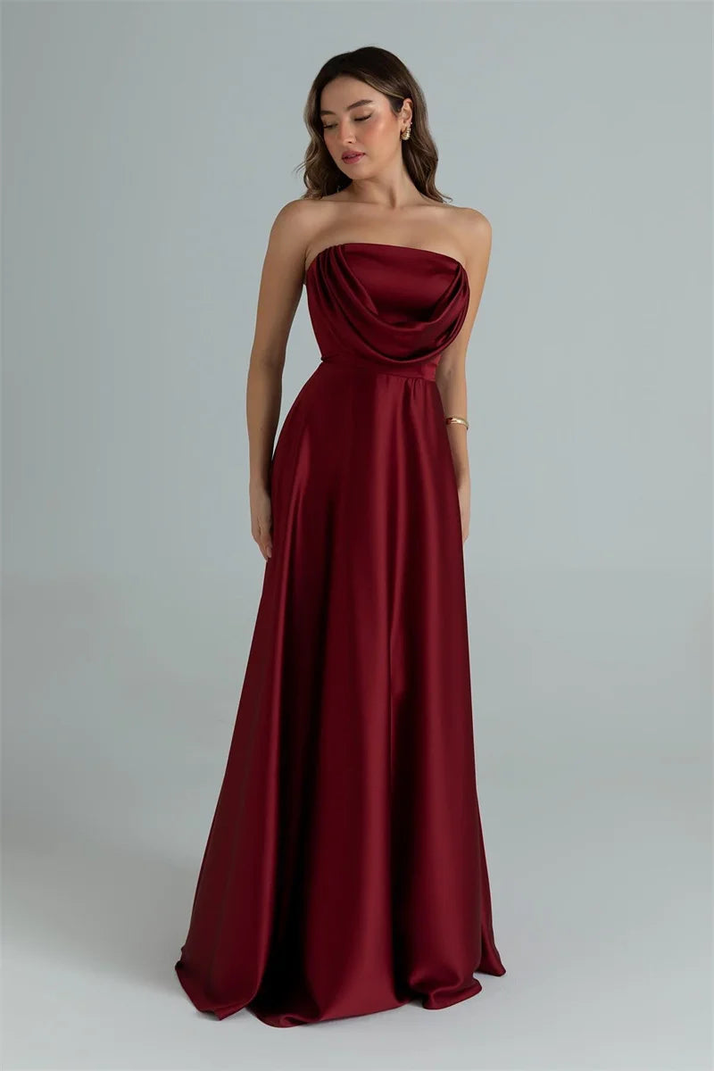 ZARIAH | SATIN STRAPLESS MAXI DRESS