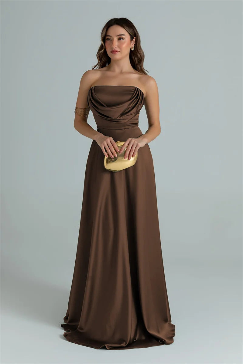 ZARIAH | Satin trägerloses MAXI-KLEID