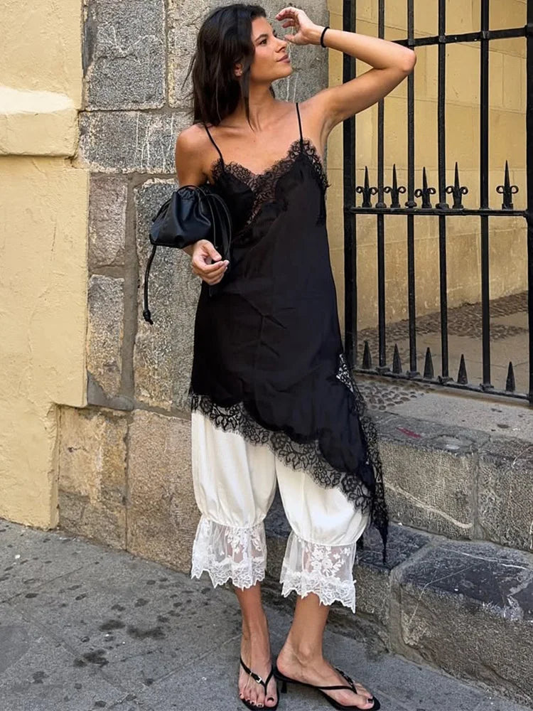 Mocha Whisper Spitzen Slip Kleid