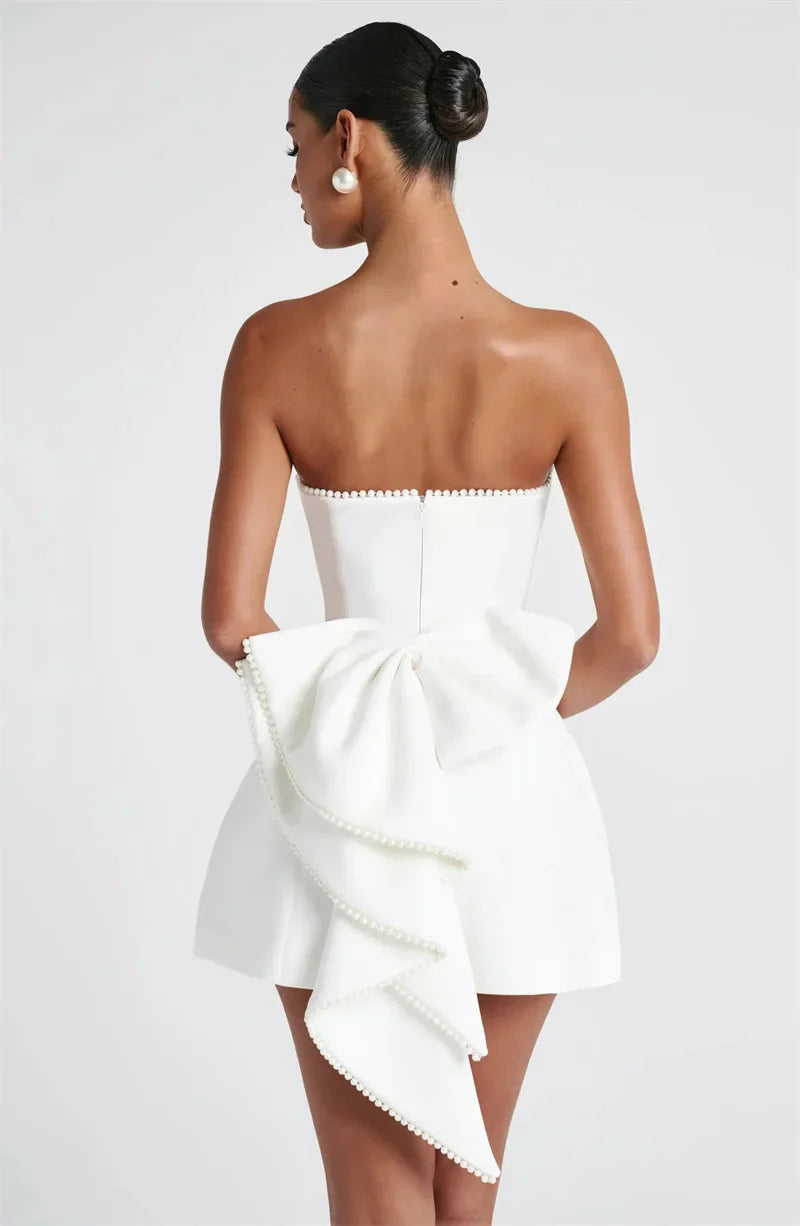 Veyra | Strapless Perlen Eleganz Mini Kleid