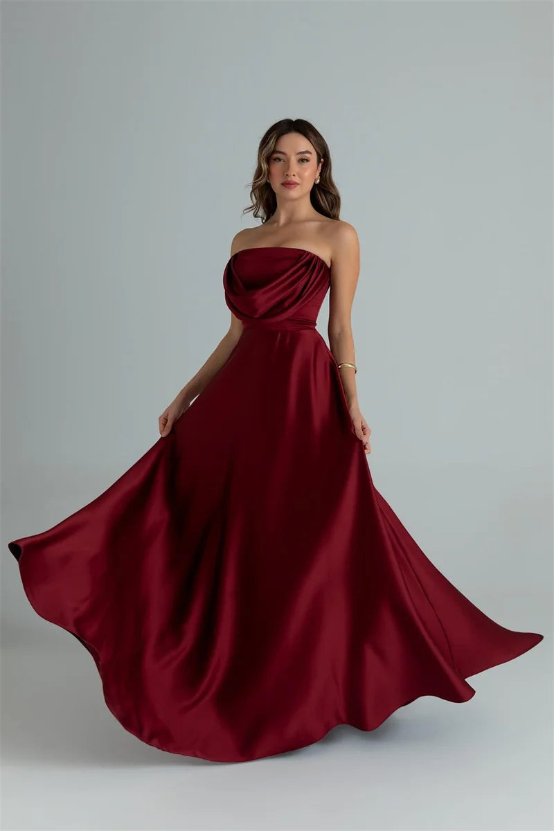 ZARIAH | SATIN STRAPLESS MAXI DRESS