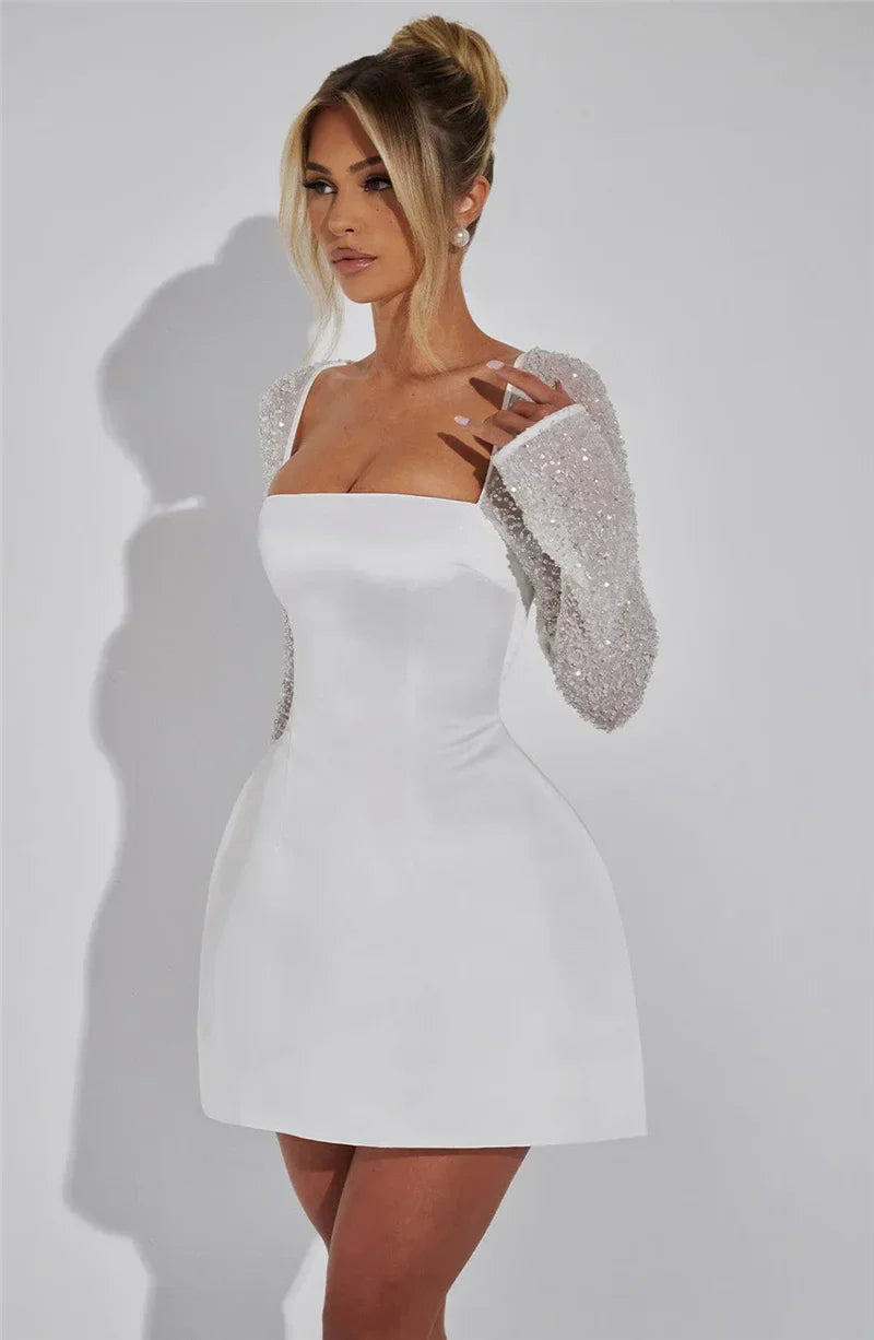 LUMORA | GLITTER SLEEVE MINI DRESS