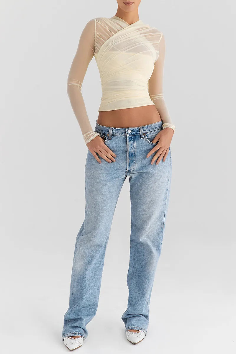 Althira | Transparente Mesh Langarm-Eleganz Oberteil