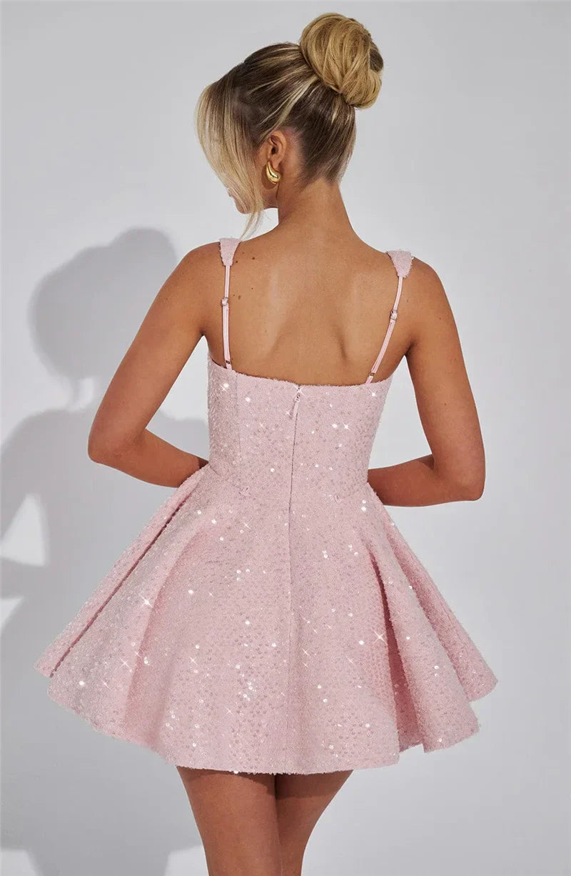 Novaria | Pailletten Schleife A-Linie Mini Kleid