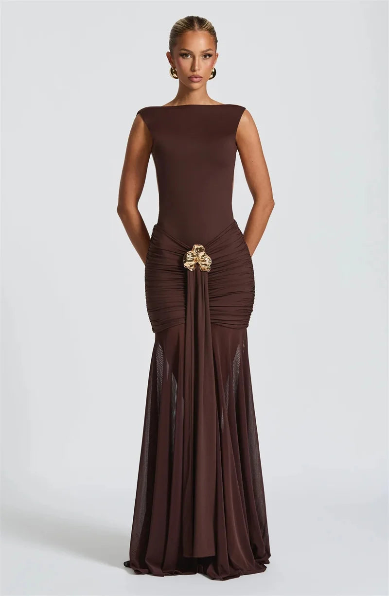 Ambrisse | Regal Raffung Maxikleid