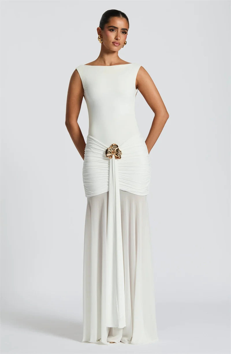 Ambrisse | Regal Raffung Maxikleid