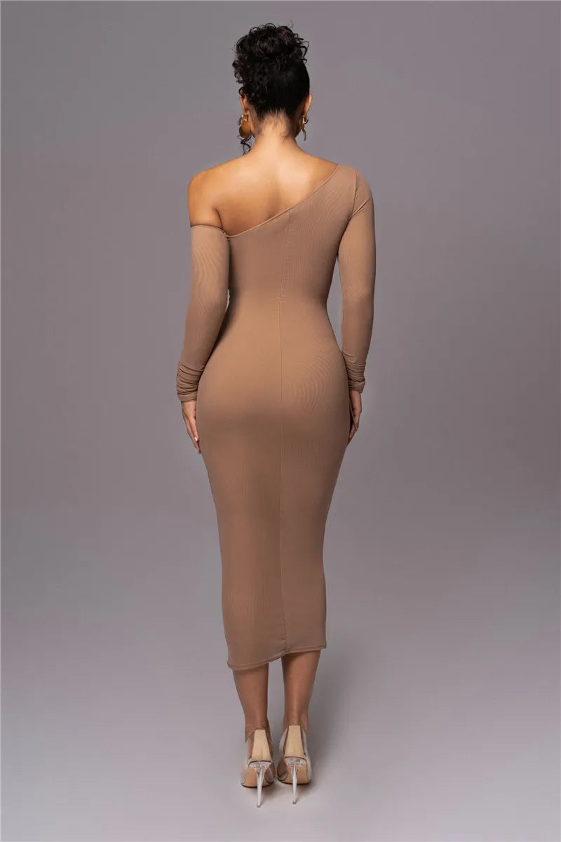Olyssia | Netz Raffung Eleganz Midi Kleid
