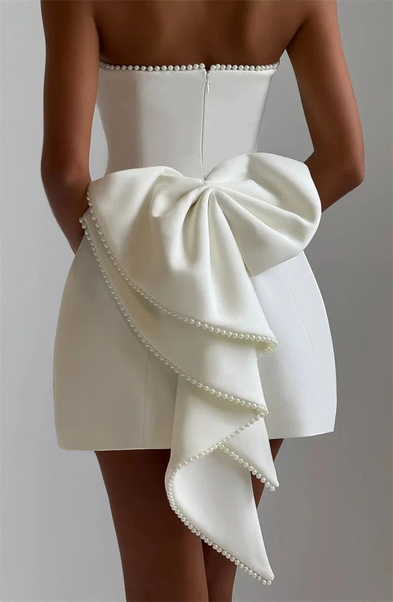 Veyra | Strapless Perlen Eleganz Mini Kleid