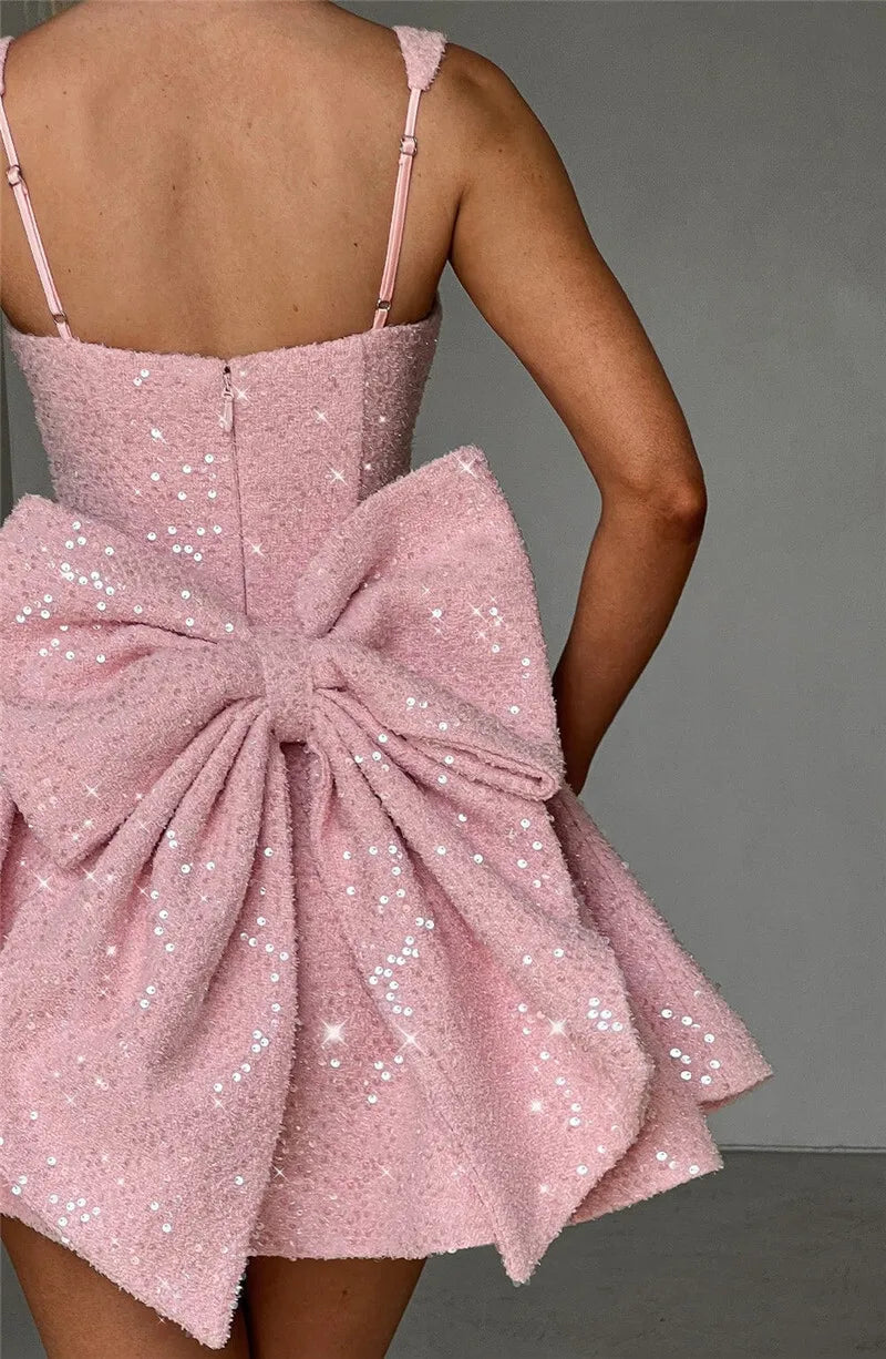 Novaria | Pailletten Schleife A-Linie Mini Kleid