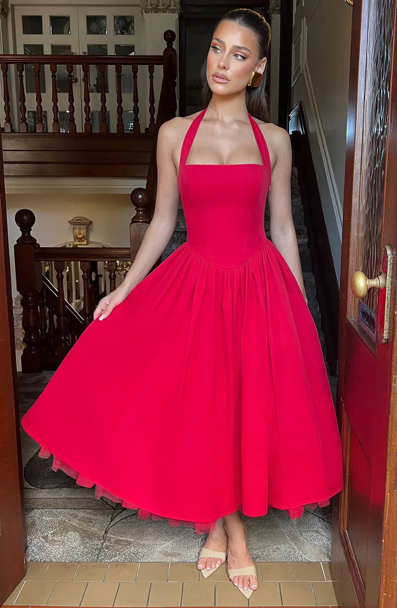 Veylisse | Anmutiges Halter Midi Kleid