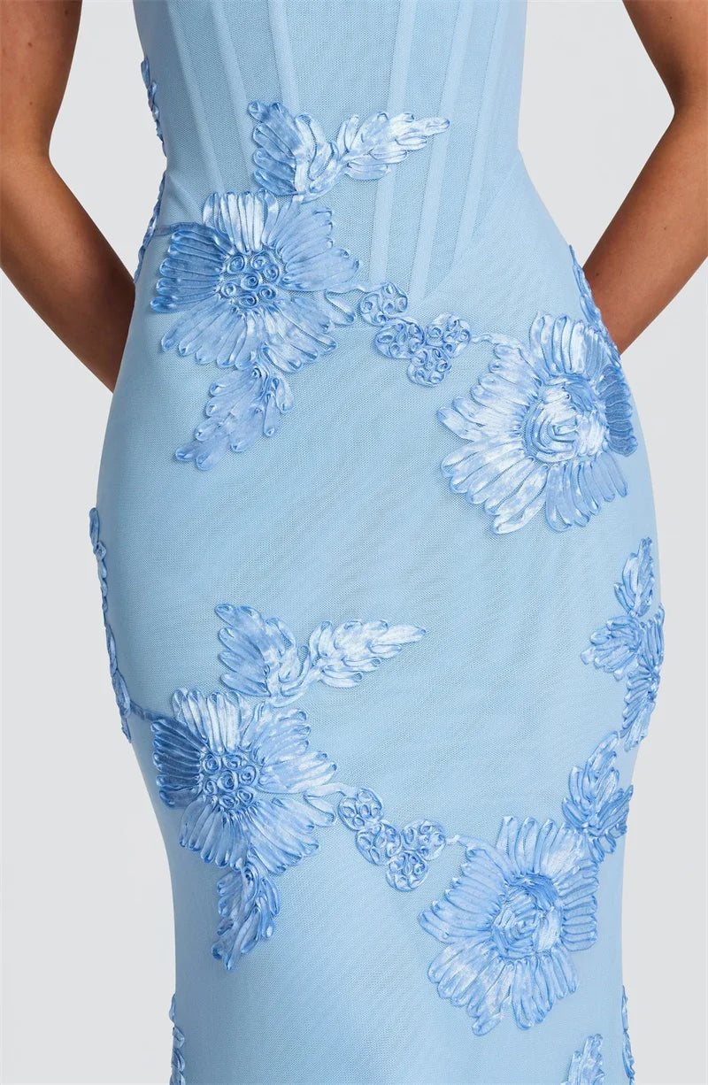 Celeste Applikation Korsett Maxikleid