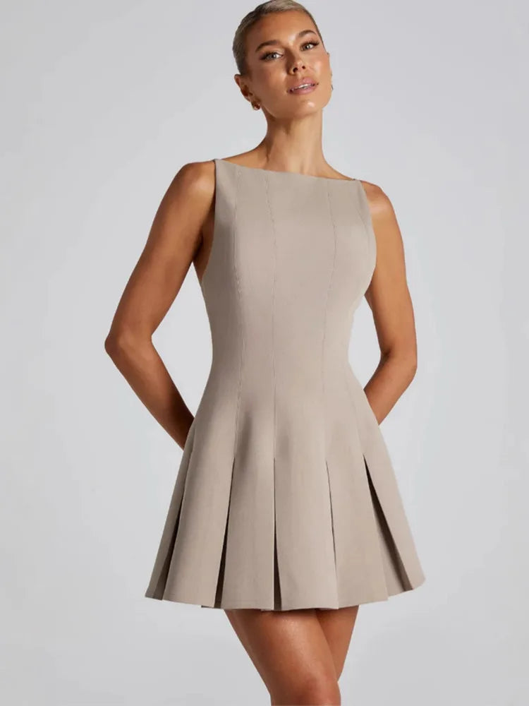 Zephina | Falten A-Linie Mini Kleid
