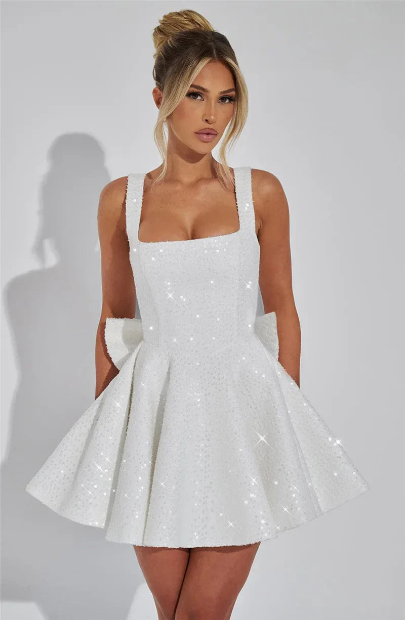 Novaria | Pailletten Schleife A-Linie Mini Kleid