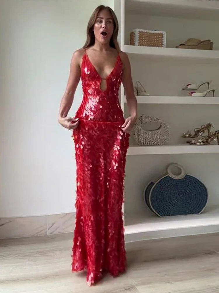 Elowen Flame Sequin Maxi Dress