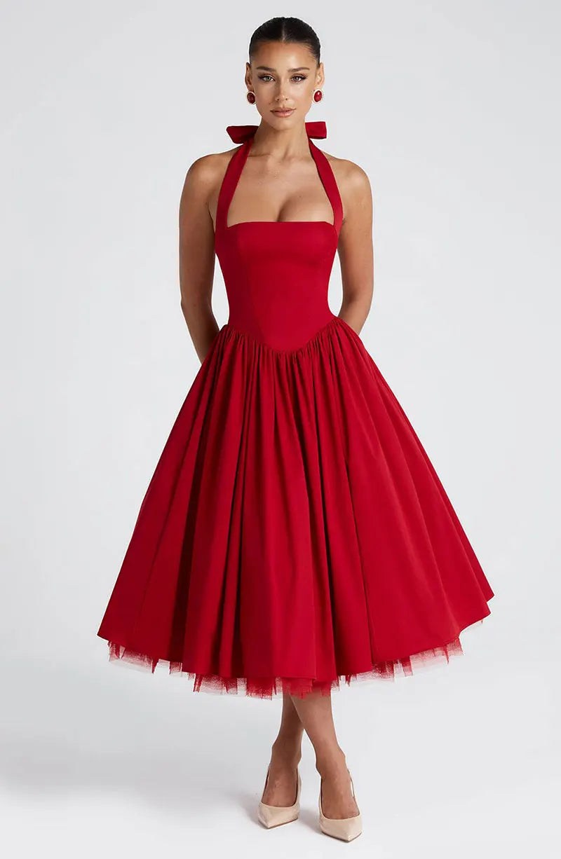 Veylisse | Anmutiges Halter Midi Kleid